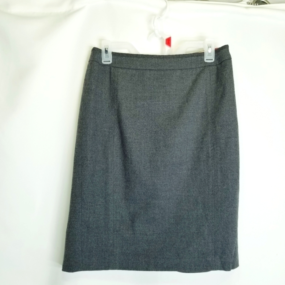 TED Baker London Women's Gray wool Skirt Side Zip Closure Pencil Size 2